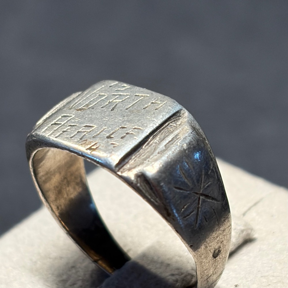 Ring Sterling Silver North Africa 1944 WWII Theater Made Size 9.25 - Picture 3 of 15